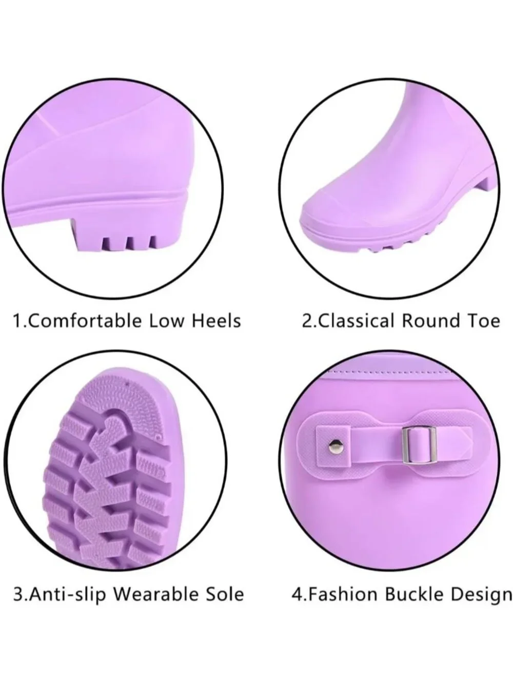 Women's Purple Anti-Slipping Comfortable Waterproof Mid Calf Light Rain Boots